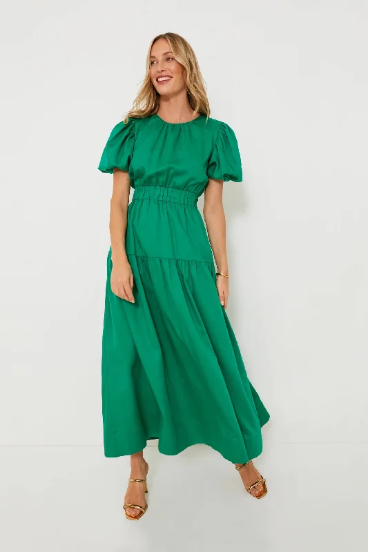 Shop Today, Save Tomorrow!Green Puff Sleeve Ginny Maxi Dress