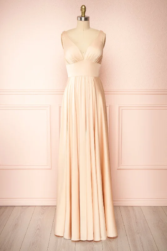 Shop Now and Save!Johanie Champagne | Satin Maxi Dress