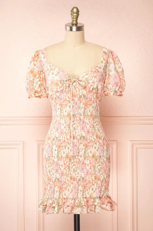 Your Chance to Save is Now!Justine | Short Floral Fitted Dress