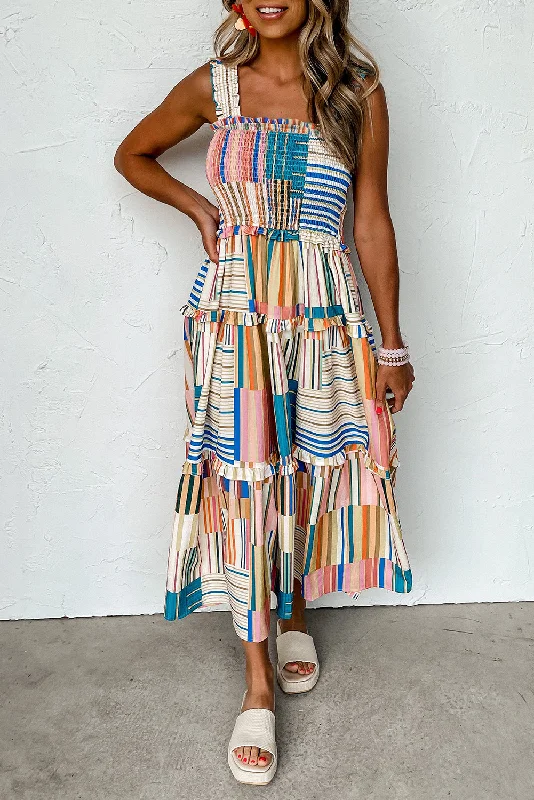 Your Chance to Save is Now!Stripe Smocked Tiered Maxi Dress