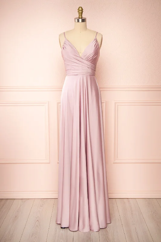 Get More, Spend Less – Shop Now!Lizza Mauve | Satin Maxi Dress w/ Slit
