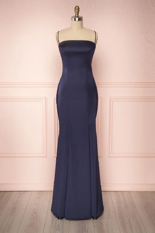 Hurry, Sale Ends Soon!Naomie Navy | Silky Mermaid Gown