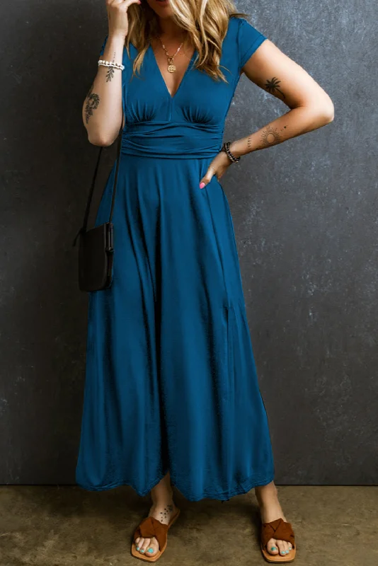Savings You Can’t Ignore!Shirred High Waist Maxi Dress