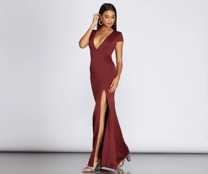 Special Offer – Act Fast!Raven Cap Sleeve Evening Gown