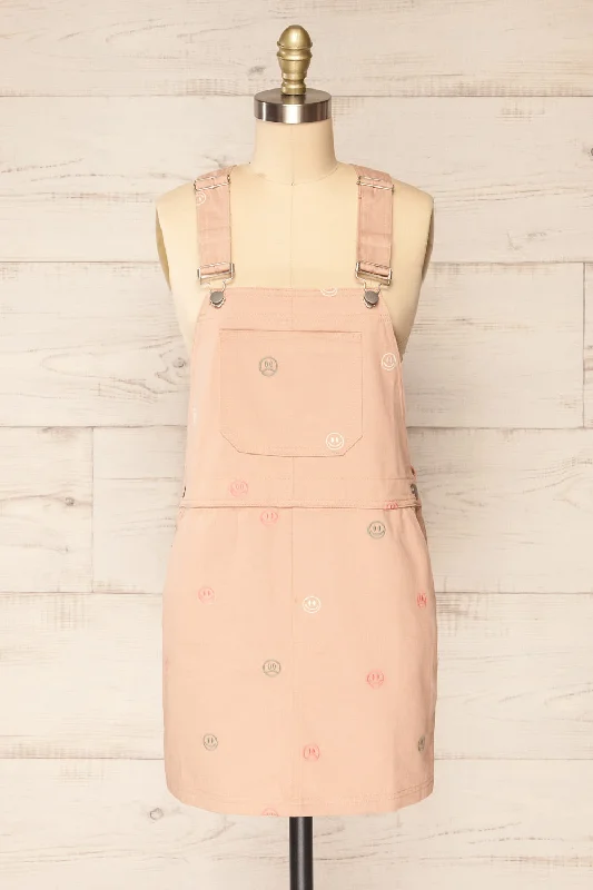 The Best Deals Won’t Wait!Shanicka | Pink Short Overall Dress w/ Embroidery