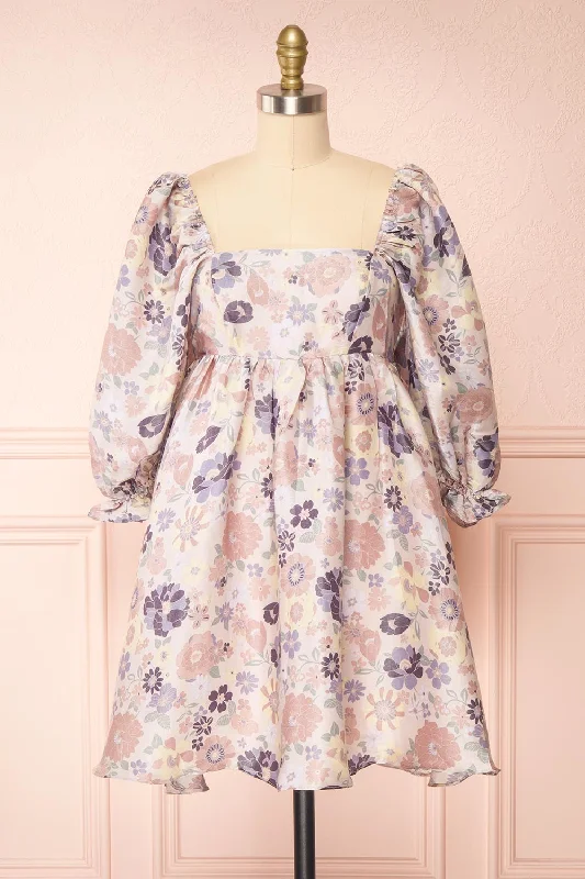 Get It Before It’s Gone!Violette | Short Floral Dress w/ Puff Sleeves
