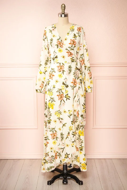 Don’t Wait – Deals Won’t Last!Ylena | Floral Maxi Wrap Dress w/ Ruffles