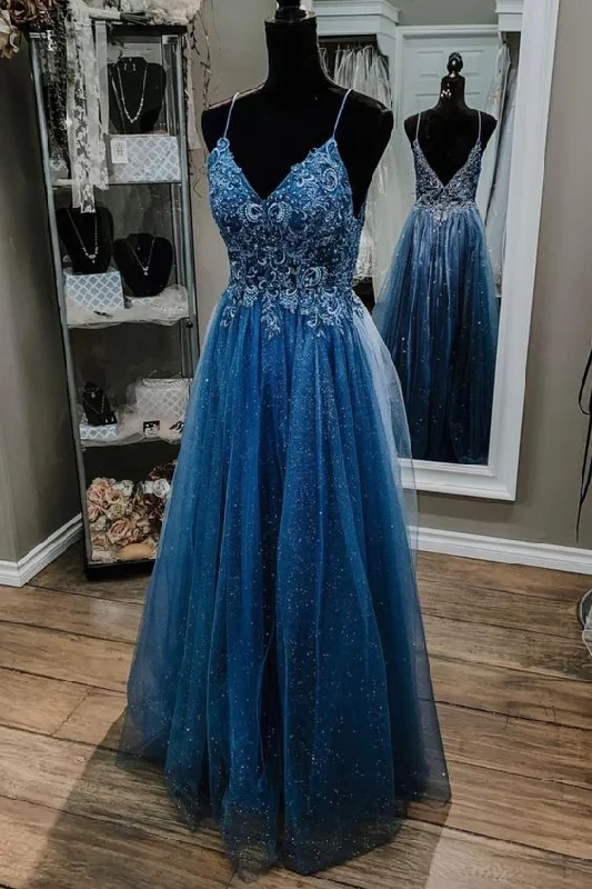 Get More for Less!A-line blue tulle and beaded long prom dress formal dress cg20731 Get More for Less!A-line blue tulle and beaded long prom dress formal dress cg20731