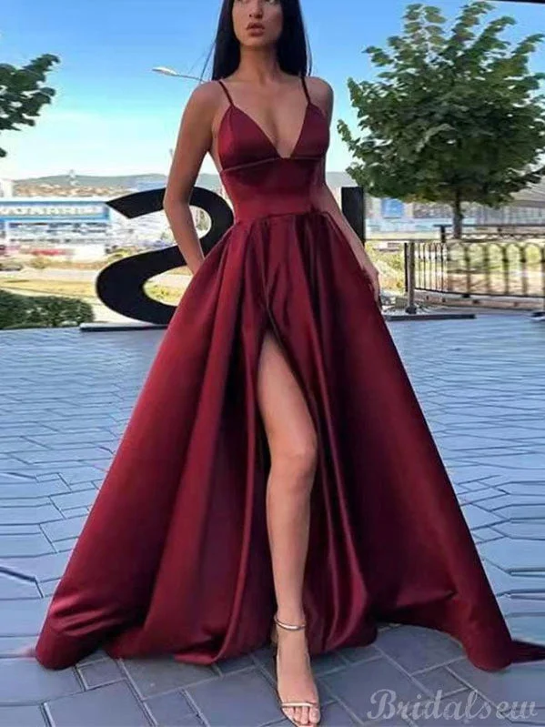 Price Drop Alert!A-line Burgundy Spaghetti Straps Satin Popular Party Long Prom Dresses, Evening Dress PD358 Price Drop Alert!A-line Burgundy Spaghetti Straps Satin Popular Party Long Prom Dresses, Evening Dress PD358