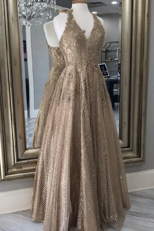 Your Exclusive Offer Awaits!A-line gold halter long formal dress prom dress cg20721 Your Exclusive Offer Awaits!A-line gold halter long formal dress prom dress cg20721