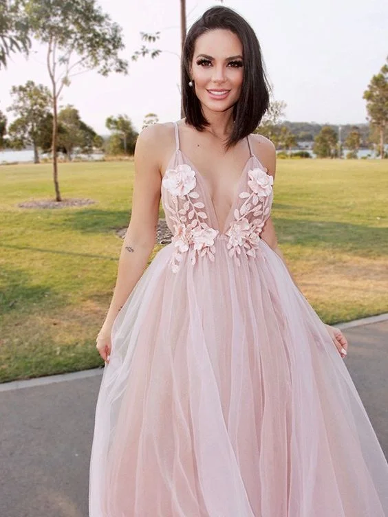 One Click Away from Big Savings!A-Line/Princess Tulle V-neck Hand-Made Flower Sleeveless Sweep/Brush Train Dresses Prom Dress cg20737 One Click Away from Big Savings!A-Line/Princess Tulle V-neck Hand-Made Flower Sleeveless Sweep/Brush Train Dresses Prom Dress cg20737