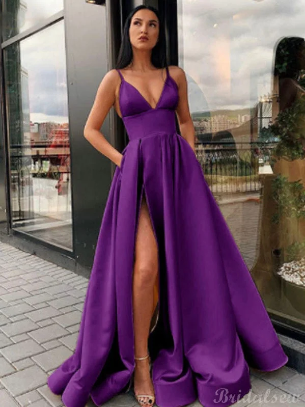 Exclusive Savings This Week!A-line Purple Spaghetti Straps Satin Popular Party Long Prom Dresses, Evening Dress PD360 Exclusive Savings This Week!A-line Purple Spaghetti Straps Satin Popular Party Long Prom Dresses, Evening Dress PD360