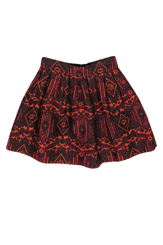 Buy More, Save More!Alice & Olivia - Burgundy & Orange Embroidered Metallic A-Line Skirt Sz 4 Buy More, Save More!Alice & Olivia - Burgundy & Orange Embroidered Metallic A-Line Skirt Sz 4