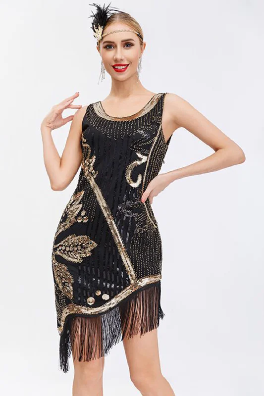 Your Favorite Sale is Back!Beaded Black 1920s Dress with Fringes
