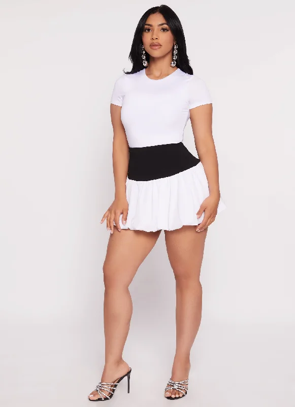 Hottest Discounts of the Year!Elastic Waist Mini Bubble Skirt