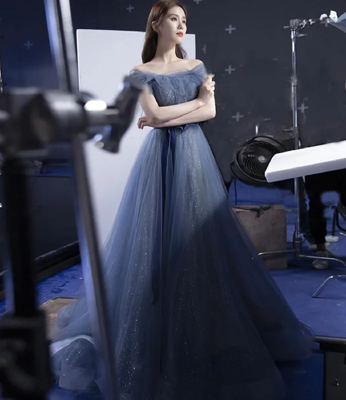 Steals and Deals Await!BLUE TULLE SEQUINS LONG A LINE PROM DRESS EVENING DRESS cg20770 Steals and Deals Await!BLUE TULLE SEQUINS LONG A LINE PROM DRESS EVENING DRESS cg20770