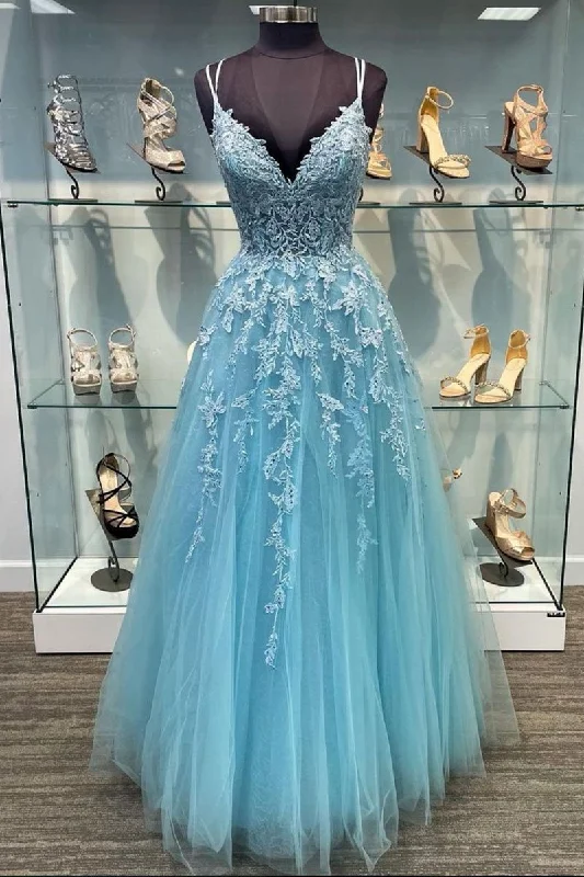 More Discounts, More Joy!Blue v neck tulle lace long prom dress blue tulle lace evening dress cg20829 More Discounts, More Joy!Blue v neck tulle lace long prom dress blue tulle lace evening dress cg20829