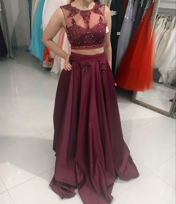 Instant Savings Await!Burgundy prom dresses satin long formal two piece gowns cg20754 Instant Savings Await!Burgundy prom dresses satin long formal two piece gowns cg20754