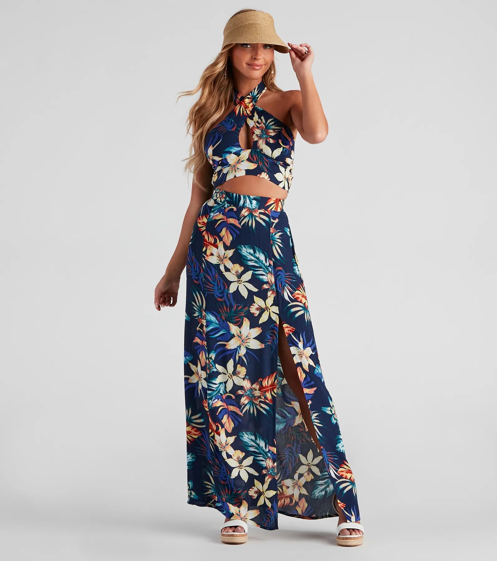 Instant Savings Await!Cancun Vacay Tropical Slit Maxi Skirt