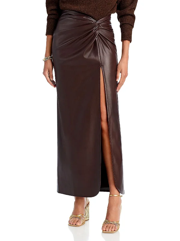 Flash Deals – Act Quickly!Carmela Womens Faux Leather Gathered Maxi Skirt