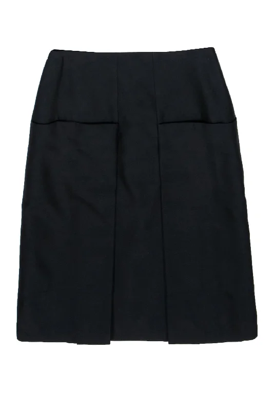 Shop Early, Save Big!Celine - Black Pleated Wool Blend A-Line Skirt Sz 6