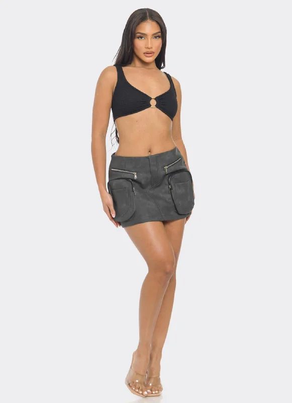 Score Huge Discounts Today!Faux Leather Cargo Pocket Mini Skirt