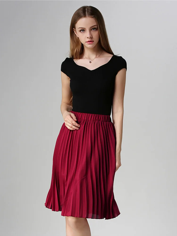 Get Ready to Save!Chiffon Pleated Vintage High Waist Tutu Midi Rokken Summer Style Skirt Get Ready to Save!Chiffon Pleated Vintage High Waist Tutu Midi Rokken Summer Style Skirt