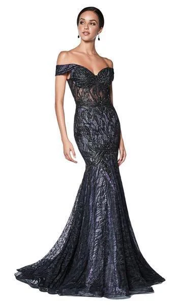 Great Deals, Just for You!Cinderella Divine - KC874 Beaded Lace Off-Shoulder Trumpet Silhouette Evening Gown - 1 pc Black-Lilac in Size 8 Available Great Deals, Just for You!Cinderella Divine - KC874 Beaded Lace Off-Shoulder Trumpet Silhouette Evening Gown - 1 pc Black-Lilac in Size 8 Available