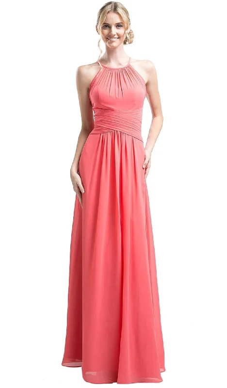 Limited Time Offer!Cinderella Divine - Sleeveless Ruched Halter A-line Dress