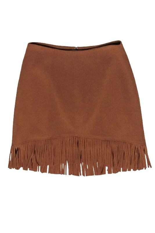 Every Deal is a Steal!Cinq a Sept - Tan Fringe Hem Skirt Sz 2