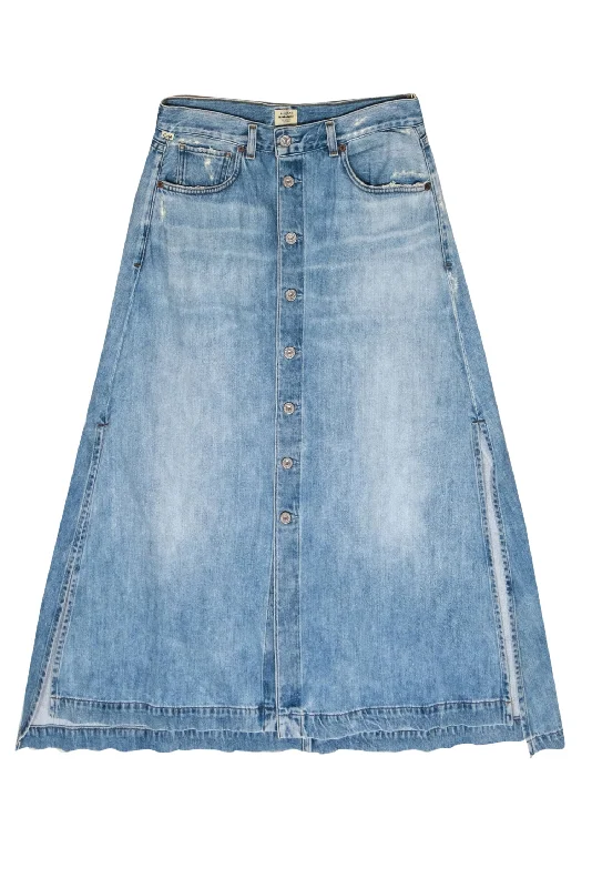 Biggest Sale of the Season!Citizens of Humanity - Light Wash Denim Button-Up "Nella" Maxi Skirt Sz 28 Biggest Sale of the Season!Citizens of Humanity - Light Wash Denim Button-Up "Nella" Maxi Skirt Sz 28