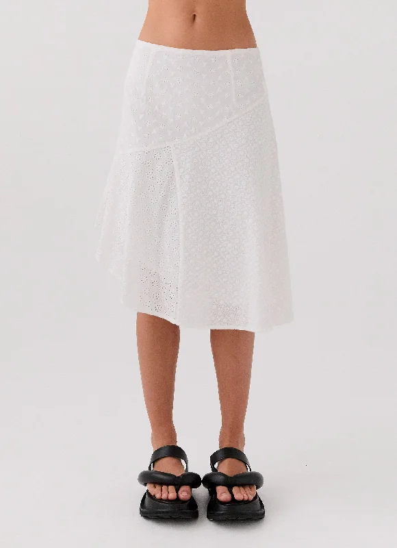 Hurry! While Supplies Last!Dewdrop Petal Midi Skirt - Lily White
