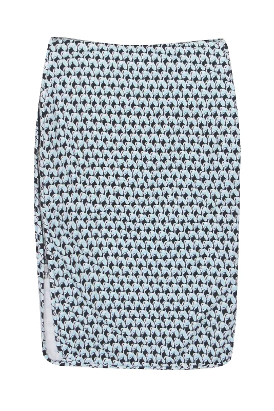 Upgrade for Less!Diane von Furstenberg - Blue & Black Geometric Print Side Zip "Noemi" Skirt Sz 4 Upgrade for Less!Diane von Furstenberg - Blue & Black Geometric Print Side Zip "Noemi" Skirt Sz 4