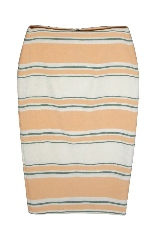 Upgrade for Less!Elizabeth & James - Peach, Green & White Striped Pencil Skirt Sz 4 Upgrade for Less!Elizabeth & James - Peach, Green & White Striped Pencil Skirt Sz 4