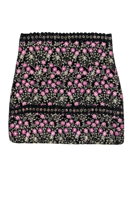 Price Drop Alert!Elliatt - Black, Purple, & Gold Embroidered Floral Skirt w/ Grommet Details Sz S Price Drop Alert!Elliatt - Black, Purple, & Gold Embroidered Floral Skirt w/ Grommet Details Sz S