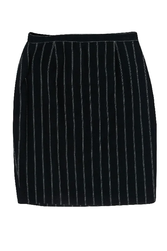 Everything Must Go!Escada - Black Wool Blend Pencil Skirt w/ Contrast Stitching Sz 10