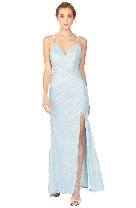 Only a Few Left – Order Now!Eureka Fashion - 9933 Glitter Jersey V-neck Sheath Dress - 1 pc Ice Blue In Size M Available Only a Few Left – Order Now!Eureka Fashion - 9933 Glitter Jersey V-neck Sheath Dress - 1 pc Ice Blue In Size M Available
