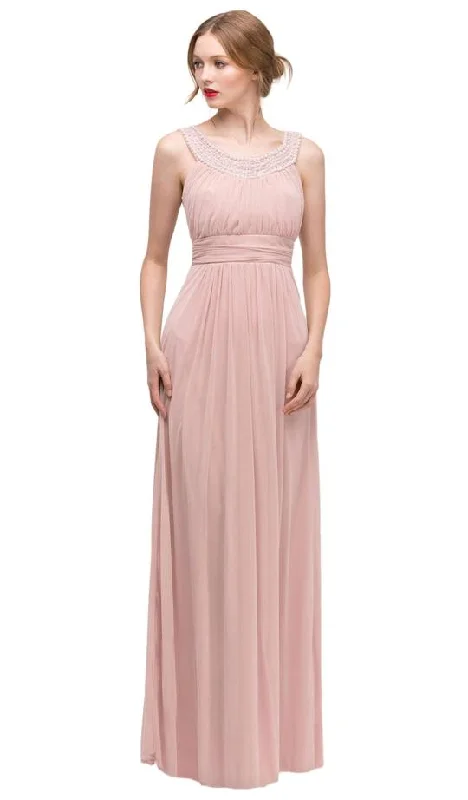 Best Price of the Season!Eureka Fashion - Pearl Embroidered Neckline Chiffon A-Line Gown 2027 Best Price of the Season!Eureka Fashion - Pearl Embroidered Neckline Chiffon A-Line Gown 2027