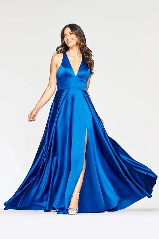 Instant Savings Await!Faviana - Sleek Plunging Halter High Slit Gown S10440