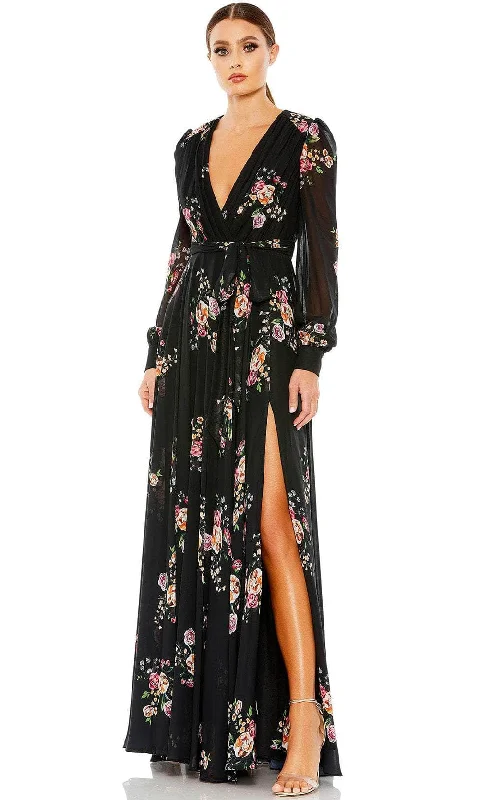 Shop Today, Save Tomorrow!Ieena Duggal 55661 - V-Neck Tie Belt Floral Evening Gown