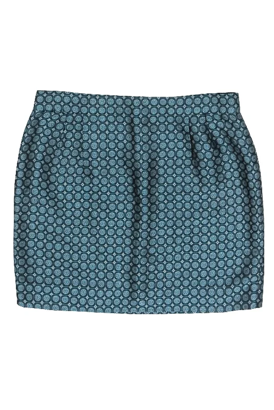 Bigger Savings, Better Shopping!J.Crew Collection - Teal & Black Jacquard Print Mini Skirt Sz 6 Bigger Savings, Better Shopping!J.Crew Collection - Teal & Black Jacquard Print Mini Skirt Sz 6