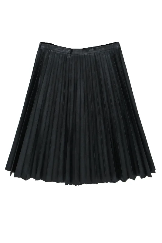 Shop Before It’s Gone!J.Crew - Black Faux Leather Pleated Midi Skirt Sz 10