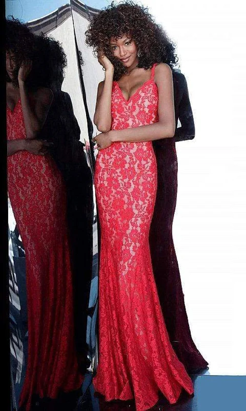 Save Like Never Before!Jovani - Lace V-Neck Trumpet Dress 68005ASC