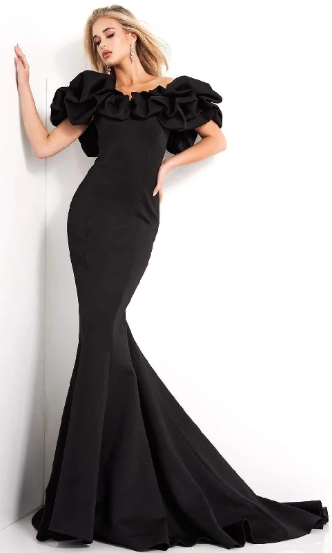 Find Your Perfect Deal Today!Jovani - Oversized Ruffle Off Shoulder Dress 04368SC - 1 pc Black In Size 8 Available Find Your Perfect Deal Today!Jovani - Oversized Ruffle Off Shoulder Dress 04368SC - 1 pc Black In Size 8 Available
