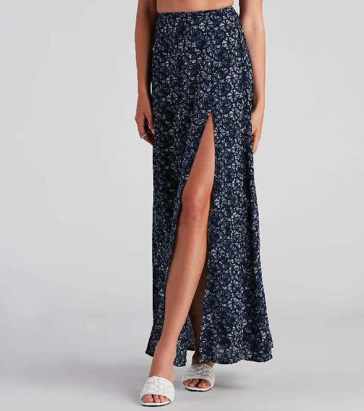 Your Discount is Waiting!Kaleidoscope Boho Slit Maxi Skirt