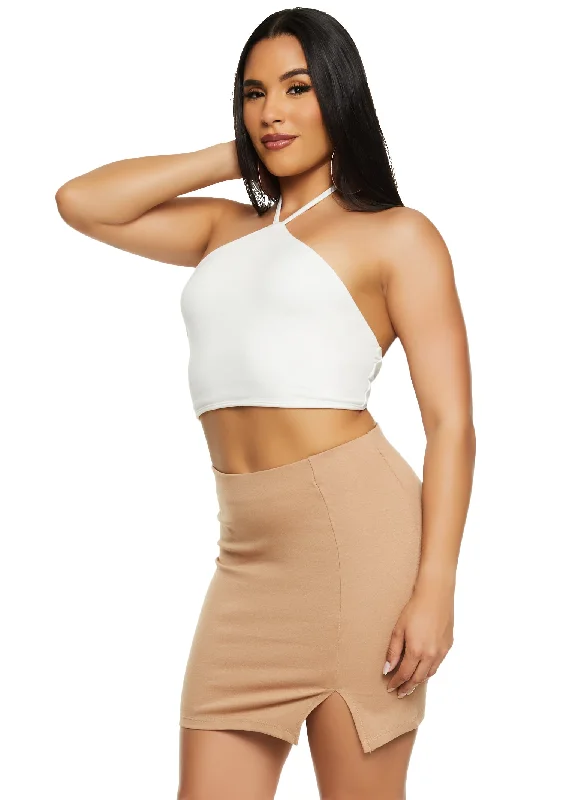Get More, Spend Less – Shop Now!Split Hem High Waist Mini Skirt