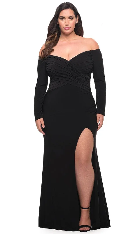 Save Up to 50% Off!La Femme 29530 - Off Shoulder Long Sleeved Prom Dress