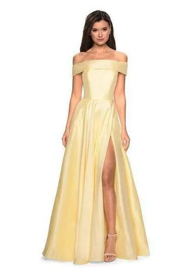 Everything Must Go!La Femme - Off Shoulder Cap Sleeves A-Line Dress 27005SC