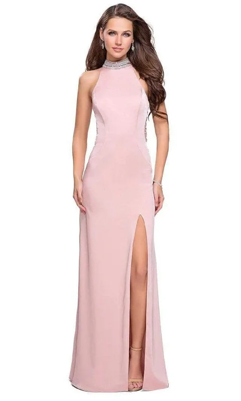 Unbeatable Prices!La Femme - Sleeveless High Halter Sheath Dress 25767SC