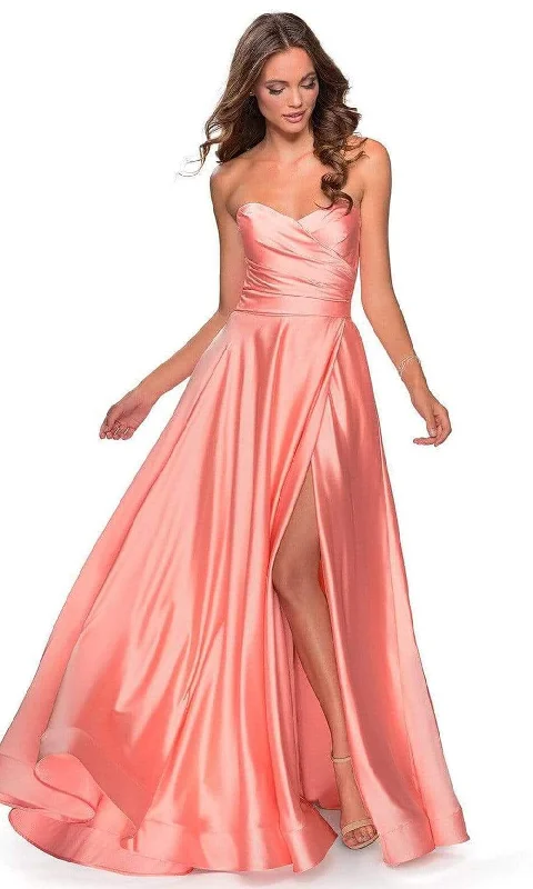 Your Favorite Sale is Back!La Femme - Sweetheart Ruched Bodice A-Line Dress 28608SC Your Favorite Sale is Back!La Femme - Sweetheart Ruched Bodice A-Line Dress 28608SC